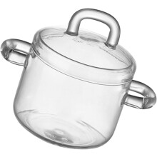 Glass Saucepan with Lid for Stovetop Cooking, Heat Resistant Small Clear Simmer Pot