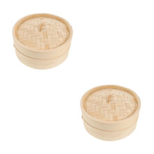 Worgeous 2 Sets Bamboo Steamer Basket with Lid Household Steamer Bamboo Steamer for Cooking Chinese Food Steamer Traditional Steamer Basket