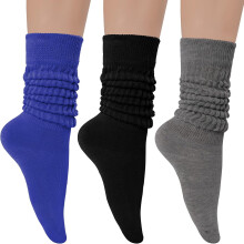 3 paia di calze da donna morbide in cotone a maglia, al ginocchio, tubolari arricciati, taglie 6-11
