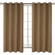Blackout Curtains for Living Room - Grommet Thermal Insulated Room Darkening Curtains for Bedroom, 2 Panels of 52 x 63 Inch, Taupe