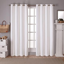 Sateen Twill Woven Room Darkening Blackout Grommet Top Curtain Panel Pair, 52"x108", Vanilla