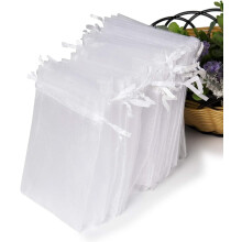 100 sachets en organza transparent de qualité supérieure, 13 x 18 cm, blancs, parfaits pour les cadeaux de mariage, les bijoux, les fêtes, Noël,
