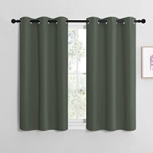 Modern Blackout Short Curtains, Thermal Insulated & Privacy Drape Panels (Dark Mallard, 2 pcs, 42x40")