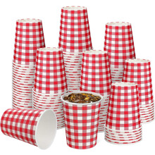 Kubki papierowe w kratkę gingham na imprezę, jednorazowe, do picia gorących i zimnych napojów, na piknik, grill, artykuły imprezowe, dekoracje,