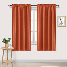 Perdele opace, izolate termic, economice de energie și cu reducere a zgomotului, ocru ars, 132x165 cm, set de 2, cu buzunar pentru tijă,