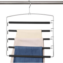 Stainless Steel 5-Tier Swing-Arm Pants Hanger – Black