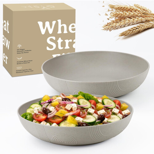 Wheat Straw Salad Bowl 10 inch 65 oz 2 Pack