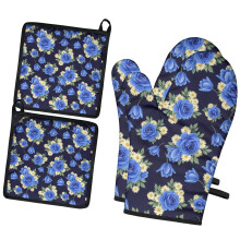 Juego de 2 manoplas de cocina Pioneer con estampado floral, resistentes al calor, 7.7" x 12".