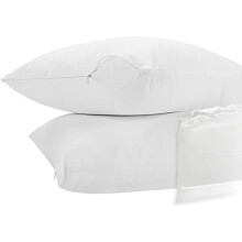 Protège-oreillers respirants 100 % coton biologique certifié GOTS avec fermeture éclair – Standard, 51 x 66 cm, lot de 4