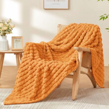 Burnt Orange 3D Checkered Fleece Throw Blanket, 50x60", Super Soft & Warm, Cozy Plush Decor – Compatible with Couch & Bed