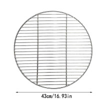 Grille ronde en acier inoxydable pour barbecue, compatible avec les barbecues à charbon, 43 cm (16,9 pouces).