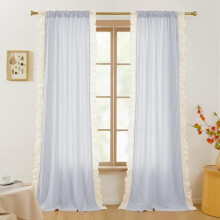 Linen Textured Semi-Sheer Curtains 84 in, 2 Panels