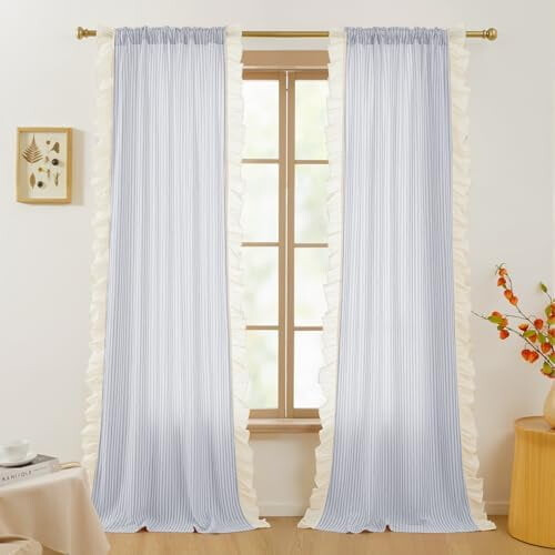 Linen Textured Semi-Sheer Curtains 84 in, 2 Panels