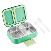 Boîte à lunch transparente en acier inoxydable à 2 compartiments, compatible avec les boîtes repas chauffantes