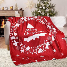Red Wreath Throw Blanket 50x60 in Microfiber Fleece