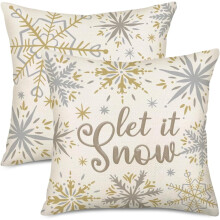 Kussenslopen met winterse sneeuwvlokkenprint (2 stuks, 18x18 inch, katoen)