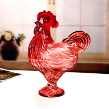 Rooster-Shaped Glass Candy Jar with Lid