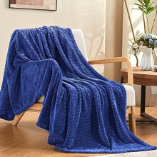 Pătură pufoasă albastru regal, 50x60", fleece super moale, lavabilă și ușoară – Compatibilă cu canapea, pat, birou