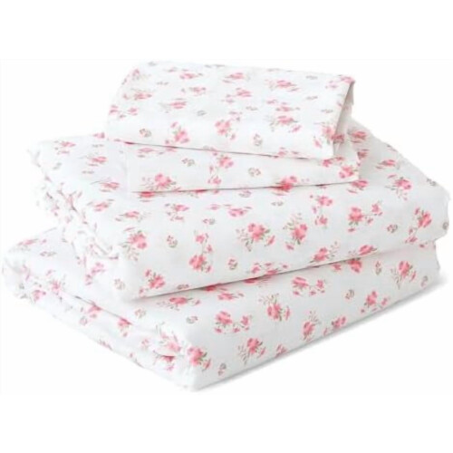 Queen Floral Sheet Set 4-Piece, Brushed Microfiber, 14"