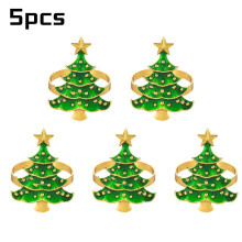 For Iron Christmas Tree Napkin Rings 5PCS Festive Table Decor Reusable Holiday Dinnerware