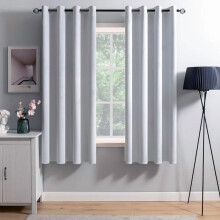 2 pcs Greyish White Velvet Grommet Curtains, Thermal & Soundproof, Light Blocking, 52x63 inch, for Living Room/Bedroom
