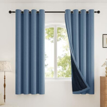 Blackout Linen-Blend Curtains 2 Panels 52x84 in Burgundy