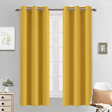 Light Blocking Blackout Curtains, Thermal Insulated, Grommet Top, 38x63", Mustard Yellow, One Pair, Compatible with Standard Rods