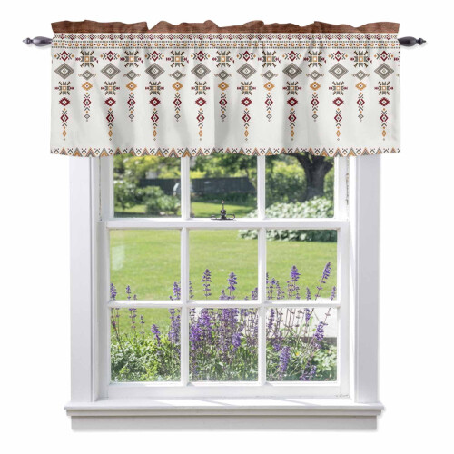 Boho Tribal Aztec Valance 54x18in Rod Pocket