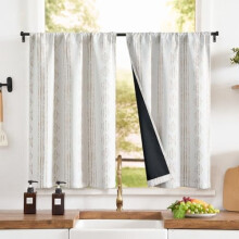 Boho Tier Curtains 25x24in 2-Pack Beige