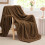 Fleece Blanket Twin Size 60x80 in Brown Jacquard 1