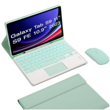 Toetsenbordhoes compatibel met Samsung Galaxy Tab S9FE 10.9 inch, draadloos afneembaar toetsenbord met achtergrondverlichting en touchpad