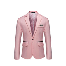 UTTOASFAY Men'S England Solid Color High Quality Casual Single Breasted Suit Pink XL