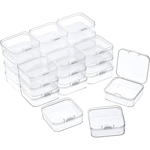 Boîte de rangement transparente pour perles avec couvercle à charnière