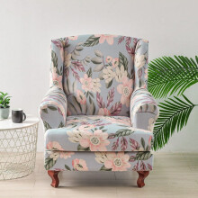 DanceeMangoos Nordic Flower Wing Chair Cover Stretch Spandex Armchair Covers Removable Relax Single Sofa Slipcovers with Seat Cushion Covers