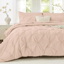 King Size Pintuck Blush Pink Bed in a Bag Set 7-Piece