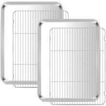 Edelstahl-Backblechset, 20 x 14 Zoll, 2 Bleche, 2 Roste