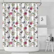 Tenda da doccia Pioneer Flower con stampa floreale, 72"x84", set di tende da doccia decorative per il bagno con 12 ganci, impermeabile e lavabile.