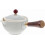 Ceramic Teapot with Wooden Side Handle for Loose Leaf, Small White Kung Fu Tea Maker 1