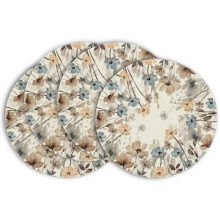 Runde Platzsets mit braunem Mohnblumenmuster, 4er-Set, 15 Zoll