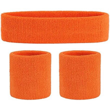 Sweatband Set Sports Headband Wristband Set Sweatbands Terry Cloth Wristband Wrist Sweatband Headbands Moisture Wicking Sweat Absorbing Head Band