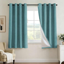 Blackout Linen Look Curtains 52x84 in Grommet Panel