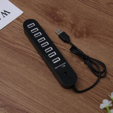 Hub USB 2.0 cu 8 porturi OUNONA pentru transfer de date, design compact și ușor, din plastic negru, potrivit pentru laptopuri