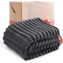 Grey Fleece Blanket for Couch 50x70 Inches