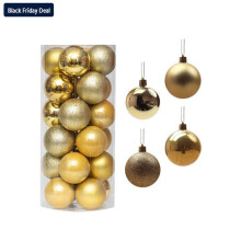 24pcs Gold Christmas Tree Balls, 30mm Shatterproof Plastic