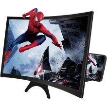 Lente d'ingrandimento curva da 12" per smartphone - Amplificatore schermo 3D HD con supporto per film/giochi (compatibile con tutti gli smartphone)