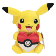 Peluche Pokémon Pikachu 20 cm avec coussin en forme de cœur multicolore