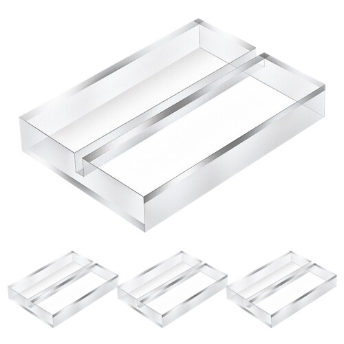 Conjunto de 4 suportes transparentes para cartas de jogo, sem marca, com base para encaixe.