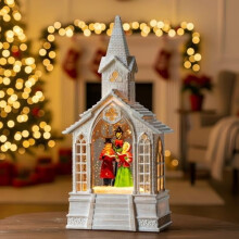 Fall Snow Globe Lantern 12.5 in USB or Battery Powered
