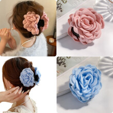 Pinzas para el cabello con forma de rosa, tela de algodón, tamaño mediano, 16 colores.