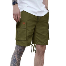 Shorts för män Sommar Casual Enfärgade Fickor Dragsko Resår i midjan och Bekväma Shorts Cargobyxor S-3XL